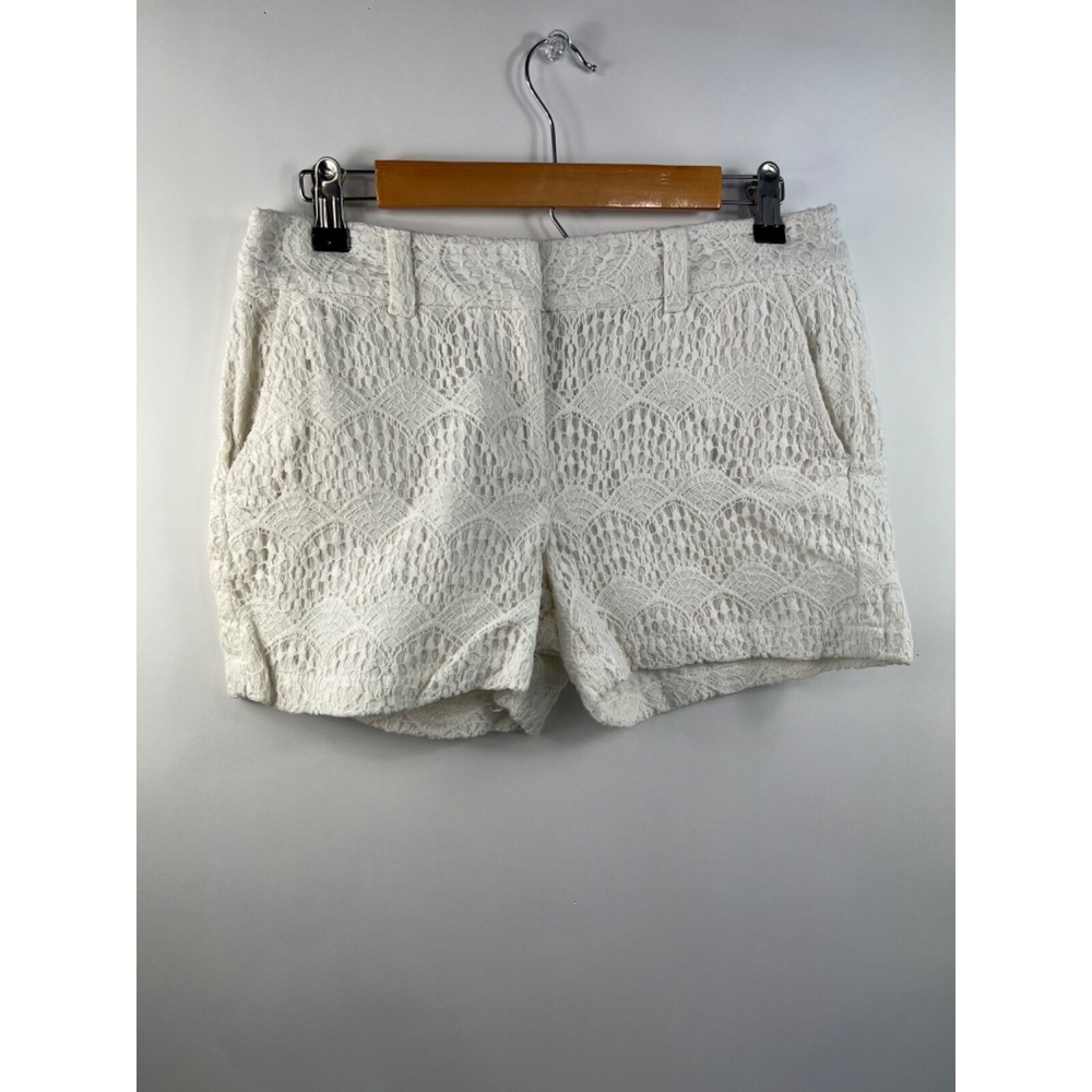 Ann Taylor Loft Lace Shorts Women's Size 2 White Belted 4" Short